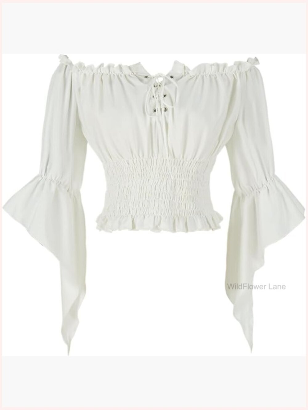 Women's Renaissance Peasant Blouse Off Shoulder Trumpet Sleeve Top